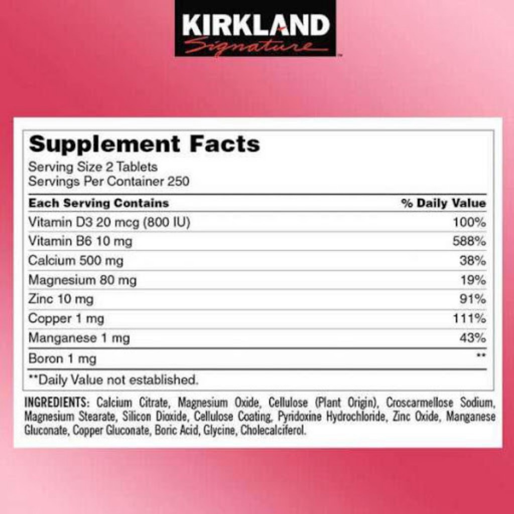Viên uống KIRKLAND CALCIUM CITRATE MAGNESIUM and ZINC With Vitamin D3 Hộp 500 Viên Của Mỹ