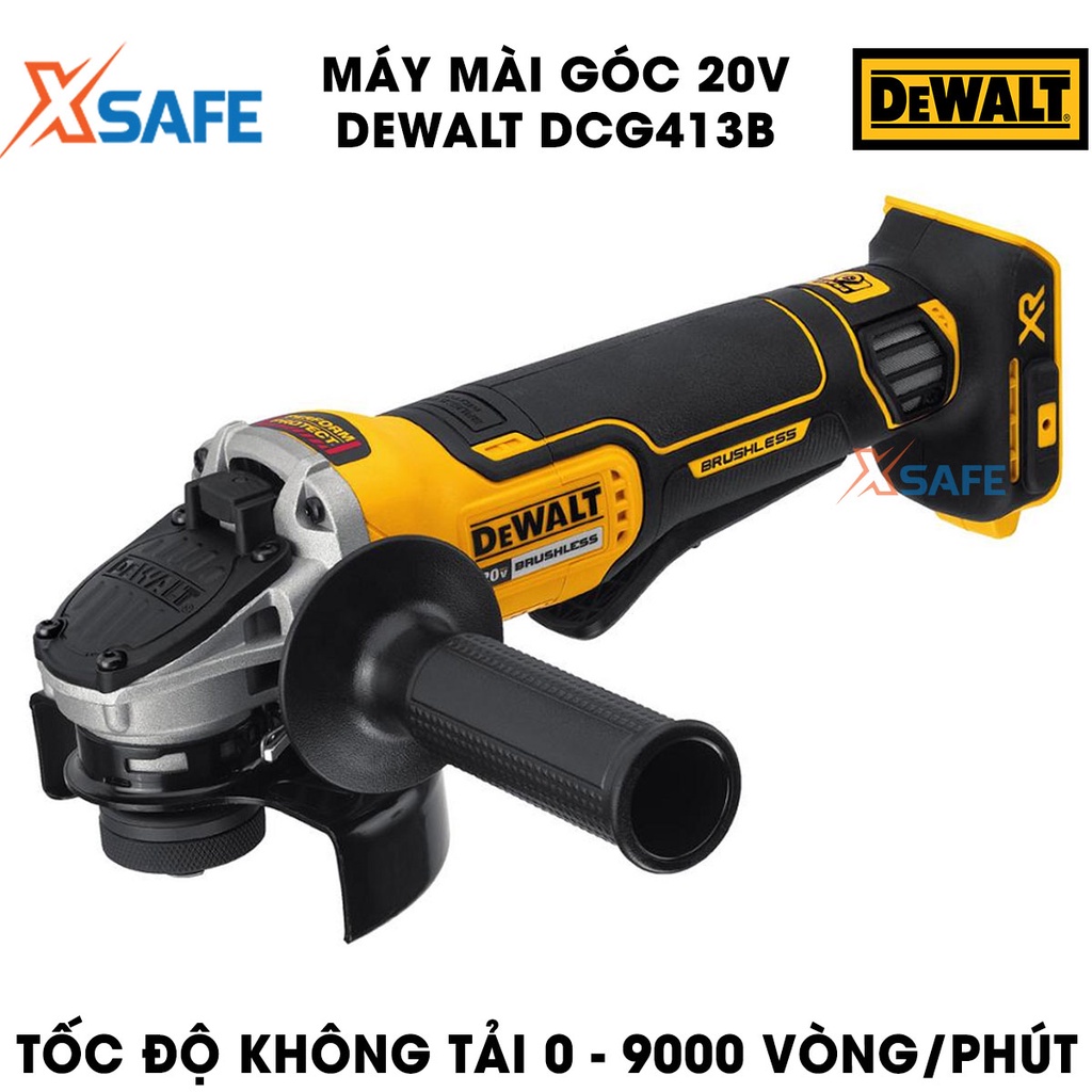Máy mài góc 20V Max DEWALT DCG413B Máy mài cầm tay DeWalt bộ ly hợp bảo vệ quá tải, có đèn LED, động cơ không chổi than