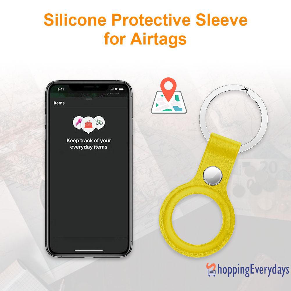 【sv】 Locator Tracker Protective Cover PU Leather Keychain Case for Apple Airtag