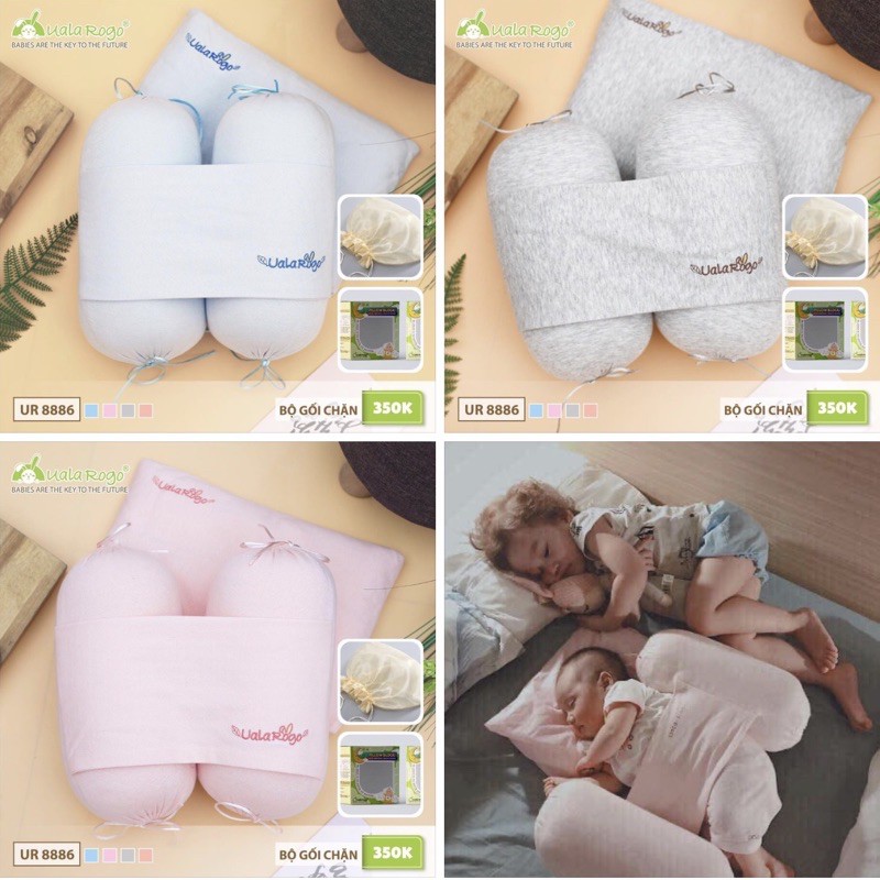 Bộ gối chặn kèm gối bông xô Uala &amp; Rogo siêu mềm đẹp [ babyboo]