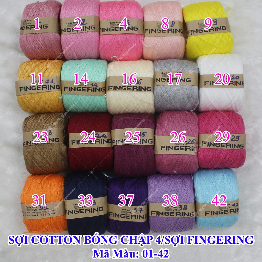 Cotton bóng chập 4/ sợi fingering (1-42)