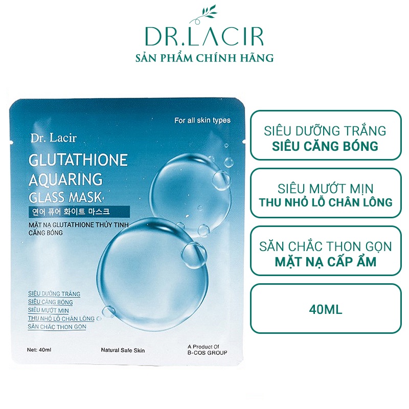 Mặt nạ thủy tinh Glu Aquaring Glass Mask Dr.Lacir giúp trắng da, mờ thâm nám, ngừa lão hóa 6 miếng 1 hộp DR14