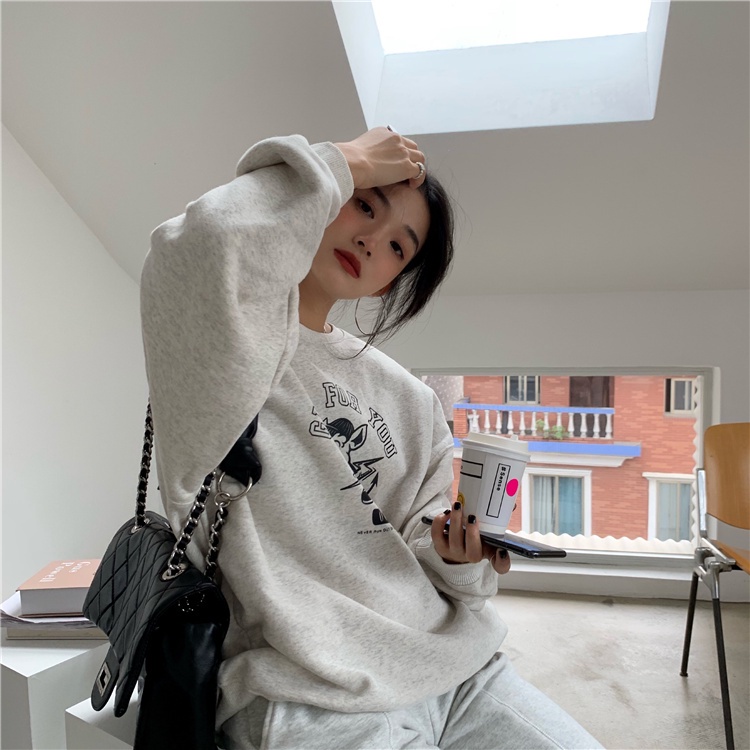 Áo sweater cổ tròn tay dài dáng rộng phong cách thời trang hàn quốc cho nữ | BigBuy360 - bigbuy360.vn