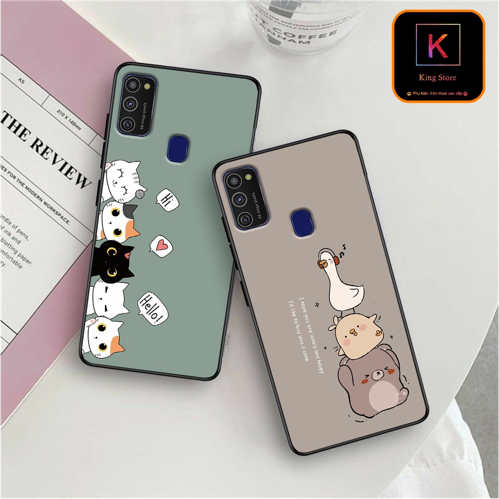Ốp lưng Samsung M10 - Samsung M20 - Samsung M21 - Ốp in hình Cat&amp;Bear đáng yêu - Chất liệu TPU siêu bền
