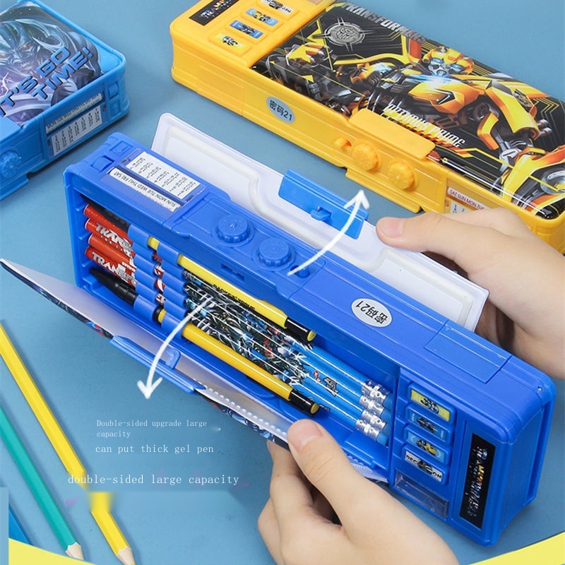 Transformers Hộp Đựng Bút Đa Năng Có Khóa Mật Khẩu Cho Học Sinh Tiểu Học