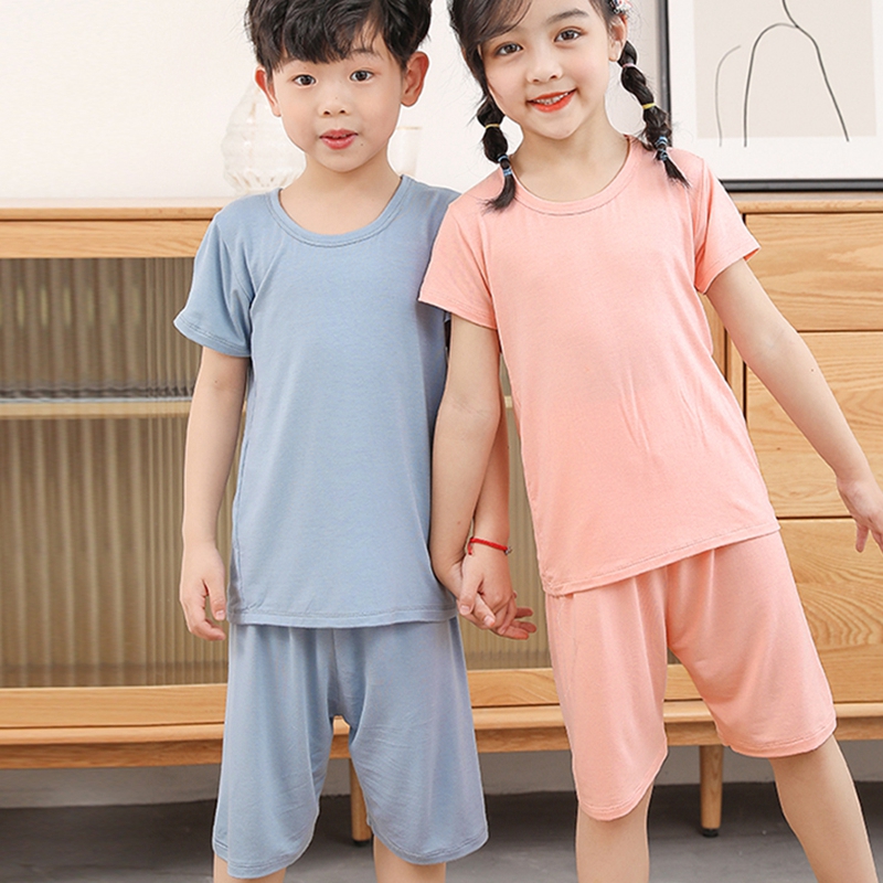Bộ Đồ Ngủ Áo Thun + Quần Short Thời Trang Mùa Hè Cho Bé Gái