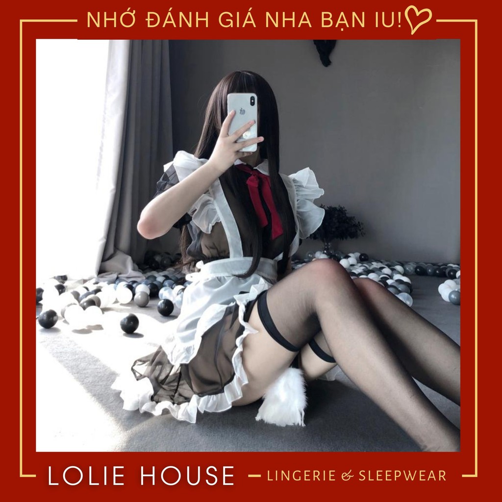 Cosplay hầu gái sexy lolita - Váy đầm ngủ cosplay hầu gái sexy bằng ren voan dành cho nữ LOLIE HOUSE - CP27