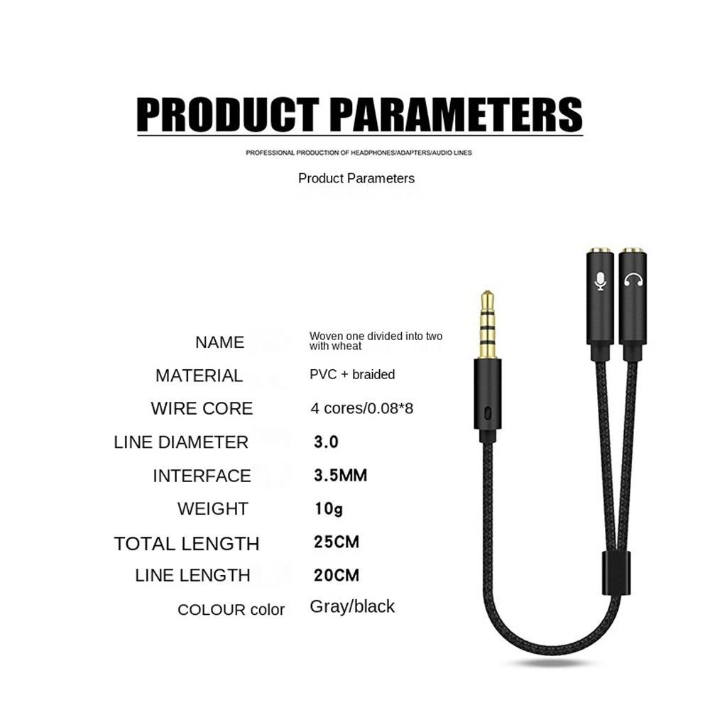 Cáp Chuyển Đổi Âm Thanh Từ 1 Đầu Cắm Sang 2 Ổ Cắm 3.5 mm Chuyên Dụng Cho Tai Nghe Mic