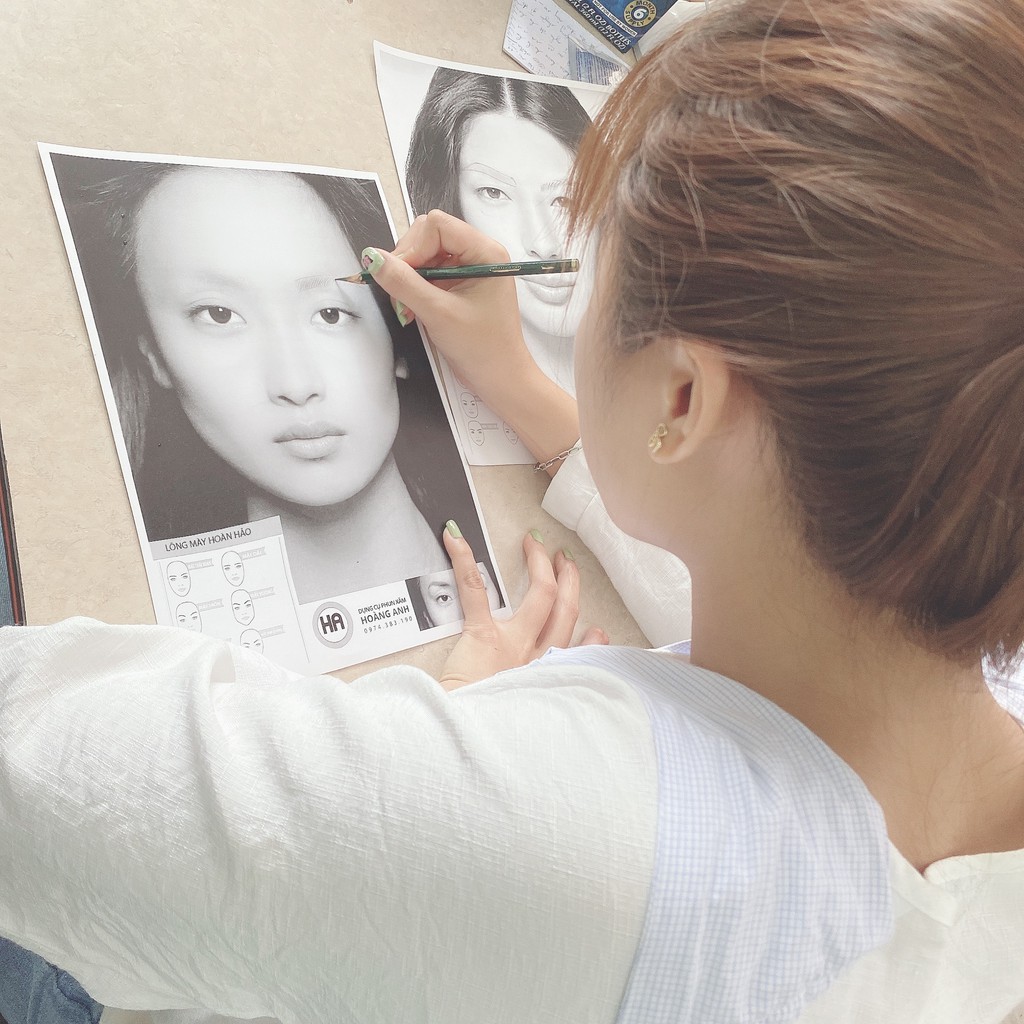 Giấy tập vẽ dáng lông mày phong thủy giáo trình chỉ bán file| 10 mặt | Dụng cụ phun xăm