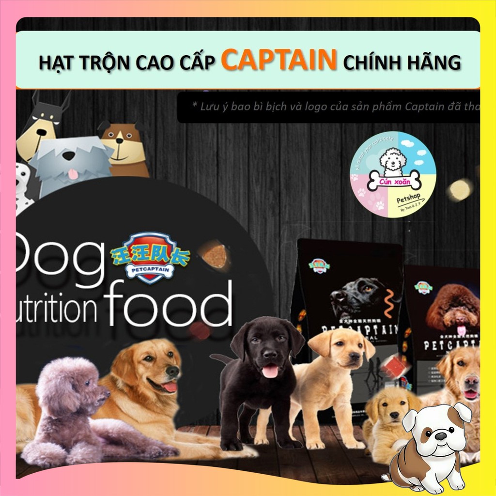 Thức ăn hạt cho chó Captain (Túi 500gr) mix thịt bò, phô mai, cá, rau củ