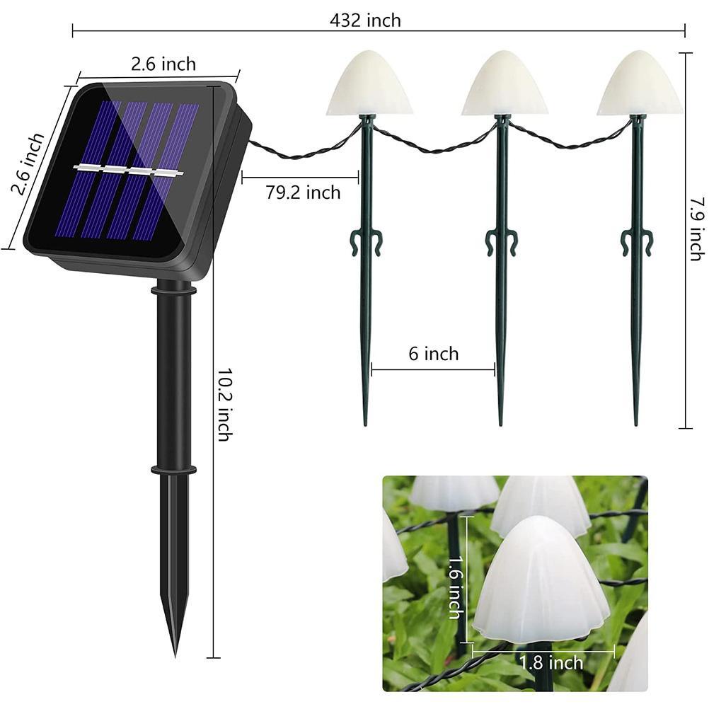[huite]Solar Fairy Lights Outdoor LED Solar Light Mushroom String Light Waterproof Outdoor Garden Lawn Stakes Lamps for