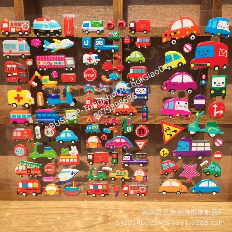 Sticker Hình Dán Không Thấm Nước -  Decan dán 3D nổi nhiều hình dạng vỉ gần 70 hình/ vỉ A196