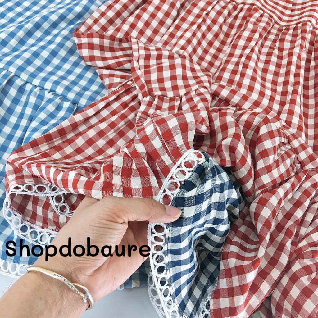 Váy bầu 2 dây kẻ viền ren xích Xuân Hè Thu - 𝐕𝟓𝟎