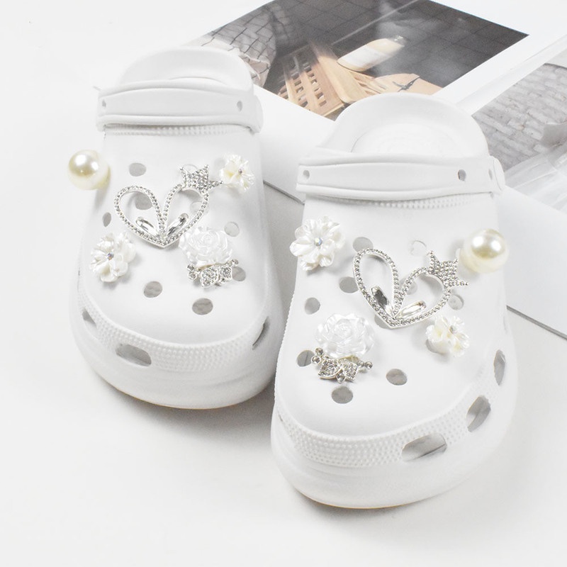 Bộ Phụ Kiện Khóa Giày Crocs Đính Đá Màu Kẹo Ngọt Tiện Dụng DIY