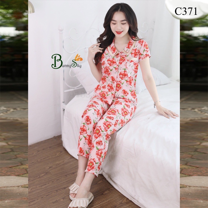 [Bunny] Đồ bộ mặc nhà 6 màu, đồ ngủ tay cộc đũi lụa mềm mịn mát không nhăn màu sắc trẻ trung