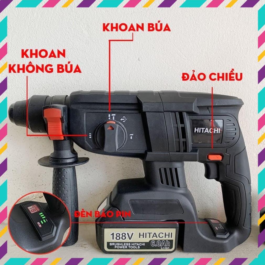 Máy Khoan Bê Tông  Pin HITACH 118v, máy khoan đục bê tông siêu khỏe siêu bên máy dùng pin tiện dụng cho công trình . .