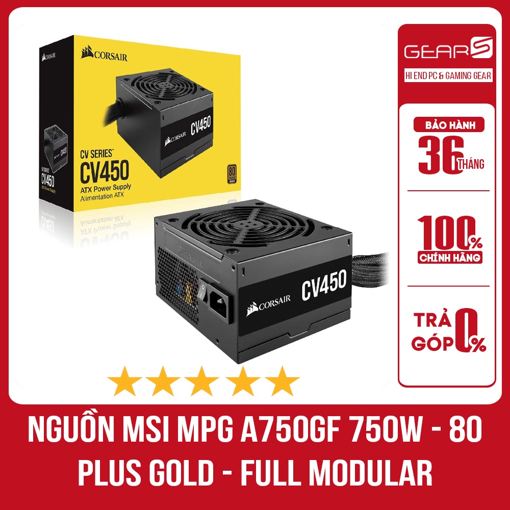Nguồn Máy Tính MSI MPG A750GF 750W - 80 Plus Gold - Full modular - Bảo hành chính hãng 36 Tháng
