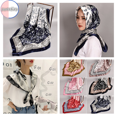 1 Khăn Choàng Cổ Vải Satin Hai Màu In Hình Lisa Cỡ 90x90cm Cho Nữ