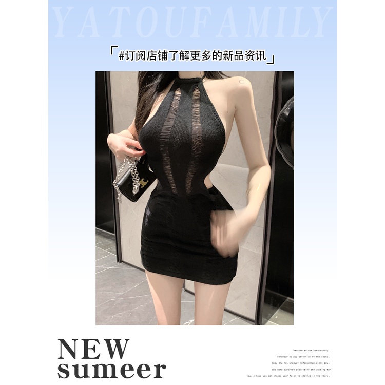 Đầm Hai Dây Dệt Kim Dáng Ngắn Lưng Cao Thời Trang Mùa Hè Quyến Rũ Cho Nữ