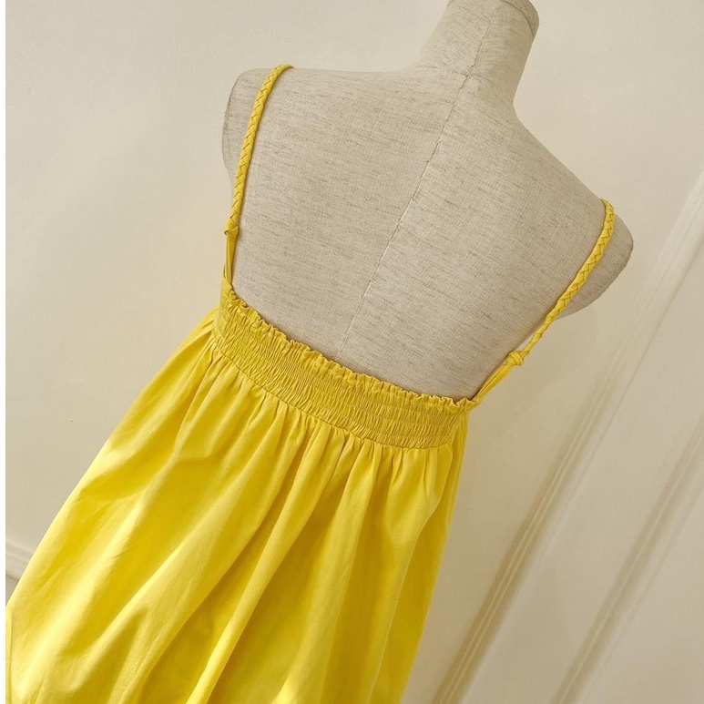 [Ảnh thật] Đầm babydoll 2 dây kết bím xinh xắn màu sắc nổi bật