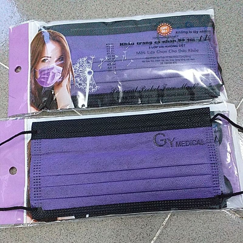 Khẩu Trang Cá Nhân Bỏ Túi Màu Tím 5 Cái/ Gói | BigBuy360 - bigbuy360.vn