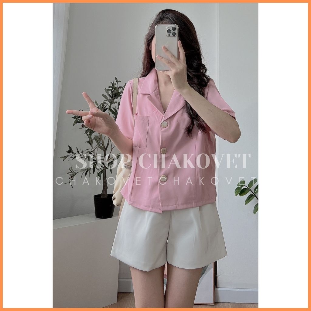 Áo vest blazer nữ ngắn A8312 kiểu áo khoác blazer nữ cộc tay 1 lớp công sở cao cấp hàn quốc trẻ trung cá tính - CHAKOVET