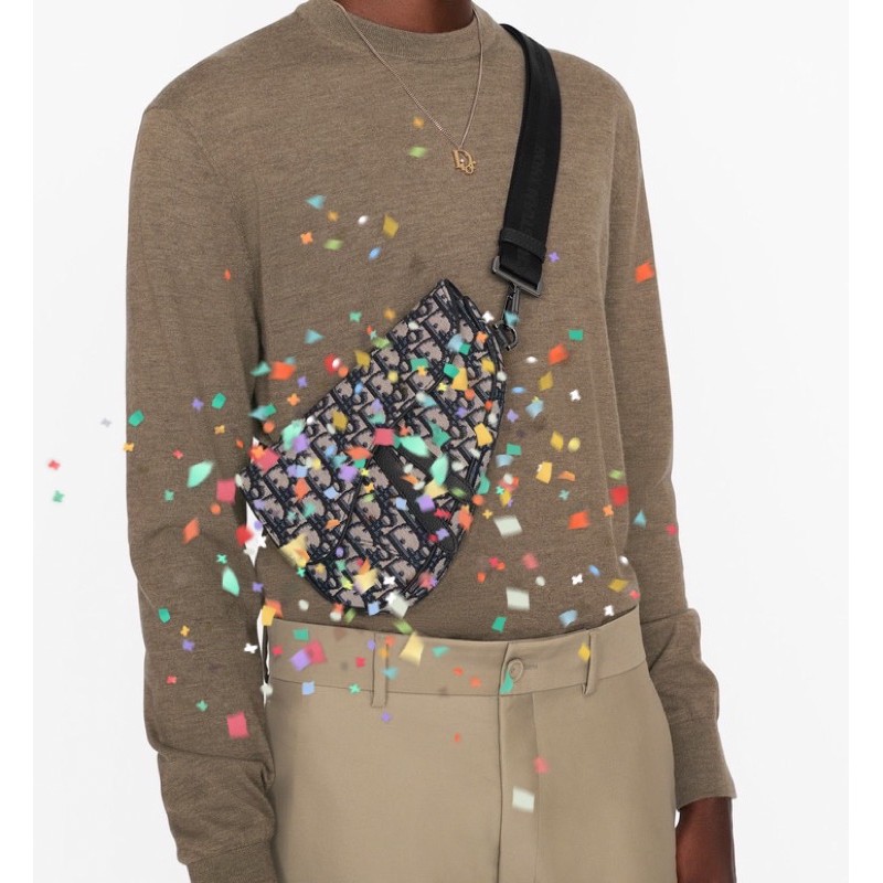 Túi Da Unisex 𝔻.𝕀.0.ℝ Like Auth 1:1 | Túi Chéo Xám Đen | Hàng Hiệu