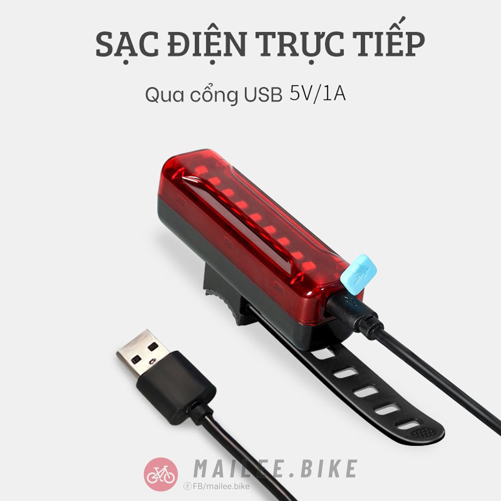 Đèn Hậu Cảnh Báo Xe Đạp Đèn Đuôi Xe Đạp Siêu Sáng Chống Nước Sạc Điện Usb Siêu Bền Cao Cấp Với 6 Chế Độ Sáng