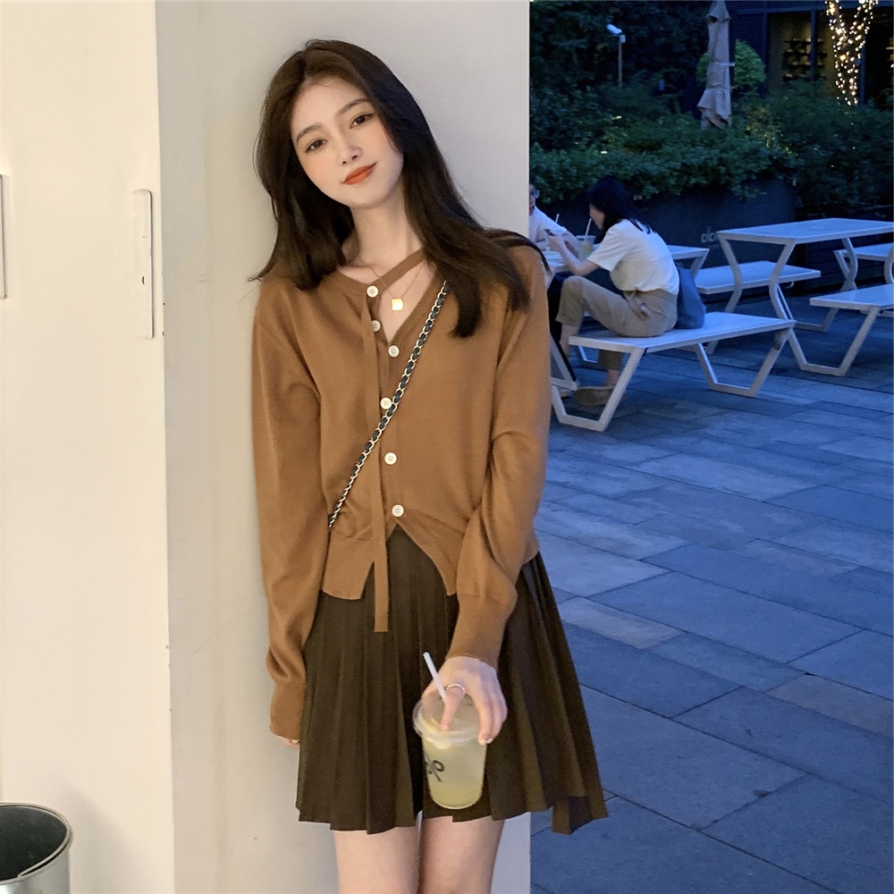 Áo khoác cardigan dệt kim dáng rộng phong cách hàn quốc thời trang mùa thu cho nữ
