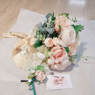 COMBO Hoa cưới Hàn Quốc Tặng kèm cài áo Chú rể ♡