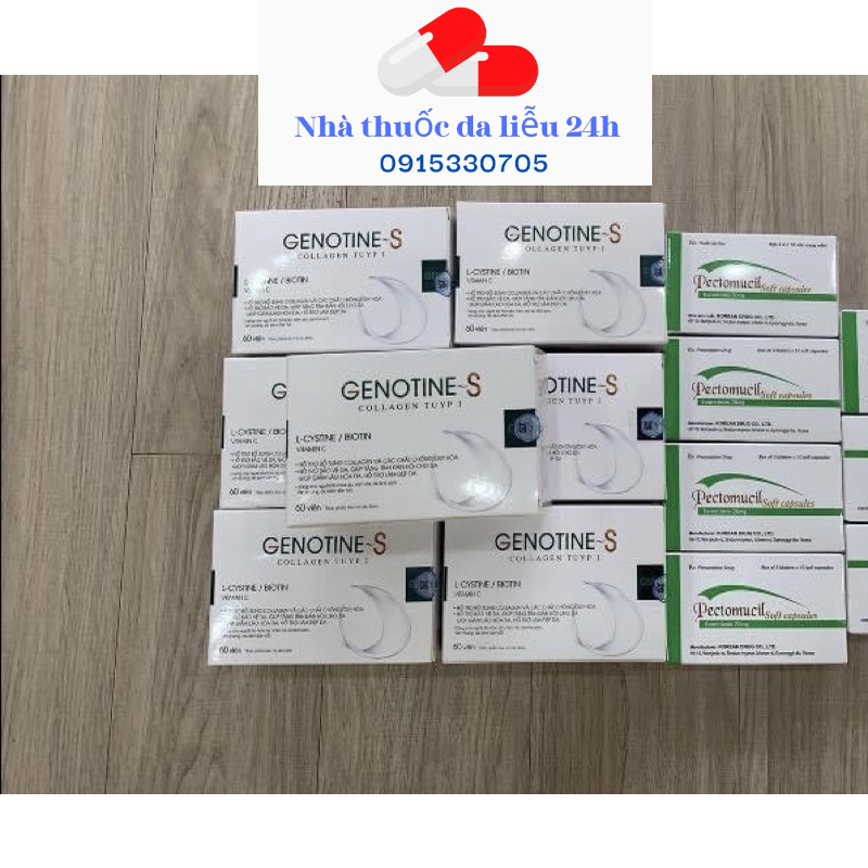 Viên uống đẹp da đẹp tóc GENOTINE-S hỗ trợ làm sáng da, đẹp da bổ xung collagen - Nhà thuốc da liễu 24h Klenzit