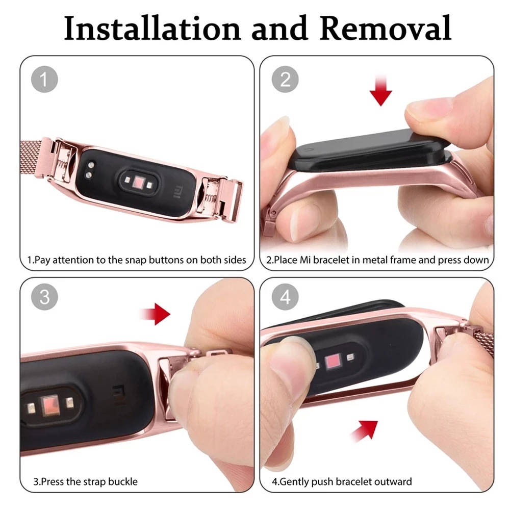 Dây Đeo Kim Loại Từ Tính Thay Thế Cho Đồng Hồ Thông Minh Xiaomi Mi band 7 6 5 4 3 Xiaomi Mi band 7 6 5 3 4