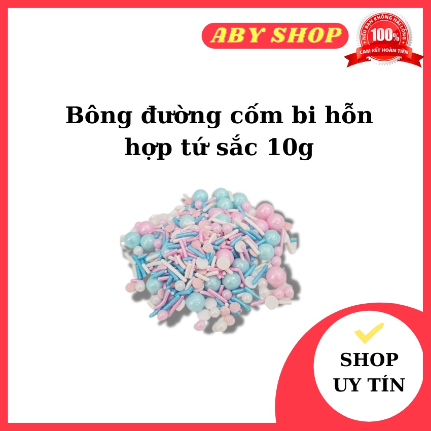 Bông đường cốm bi hỗn hợp tứ sắc 10g ⚡ SIÊU HOT ⚡ bông đường trang trí bánh cho chiếc bánh thêm phần hấp dẫn hơn