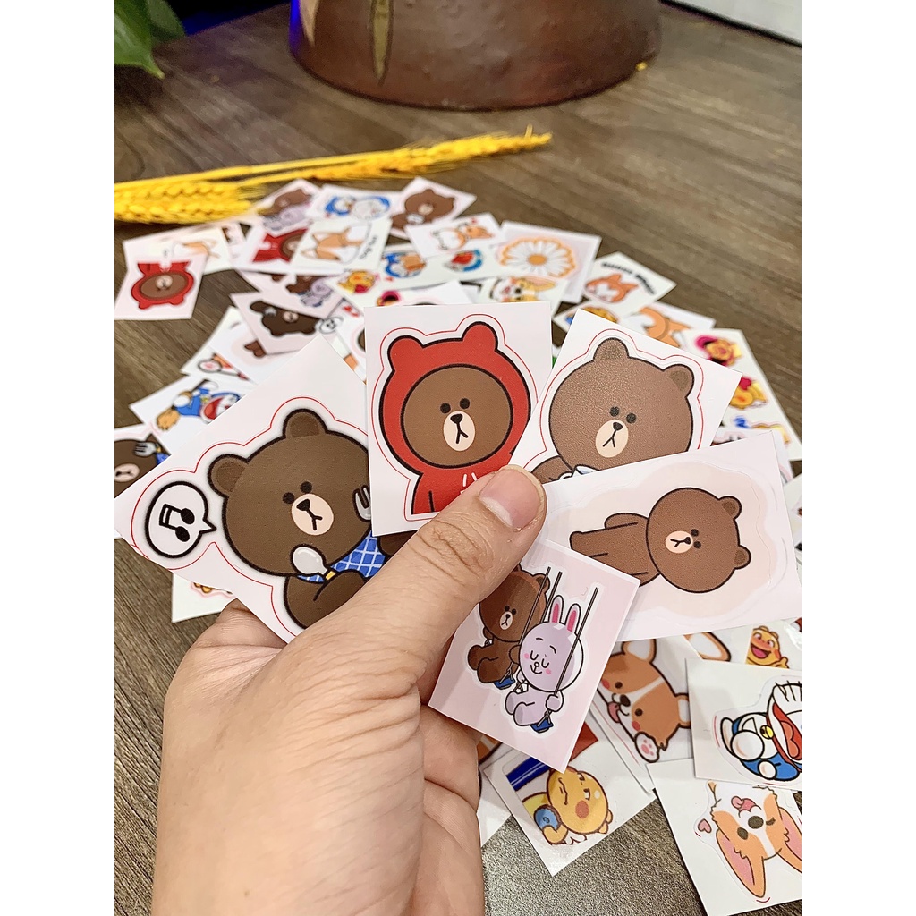 Bộ 5 miếng dán Sticker, hình random dễ thương chất liệu decal vinyl cao cấp.