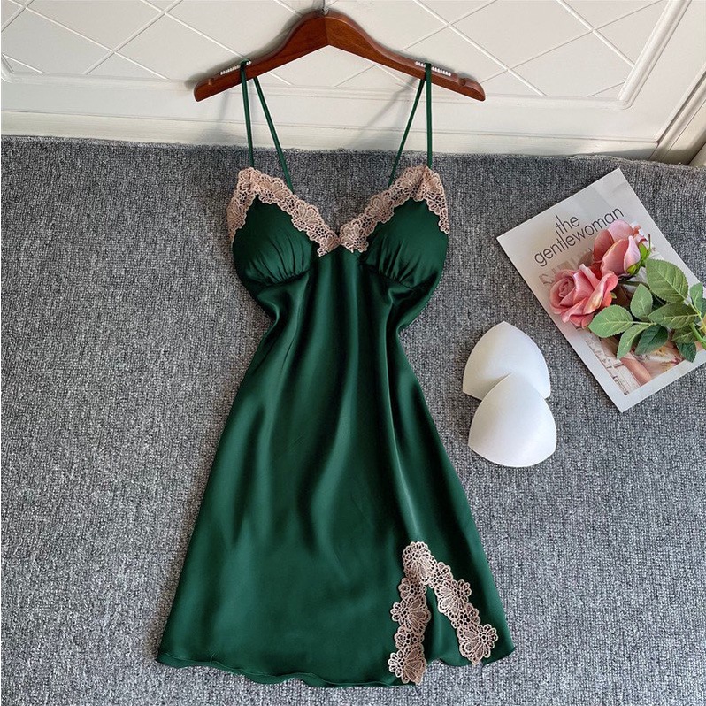 Đồ Ngủ Mặc Nhà Đầm Hai Dây Lụa AMANTA D76AMANTA AMTP