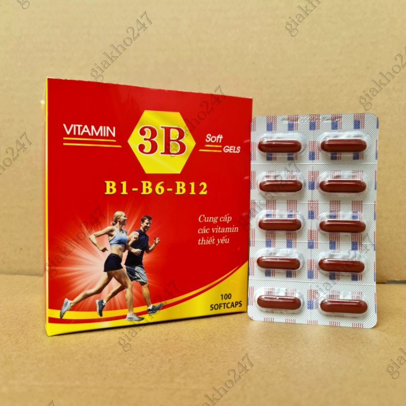 Vitamin 3B Giúp bổ sung và dự phòng thiếu hụt vitamin B1, B6, B12 cho cơ thể hộp 100 viên (đỏ) nhập khẩu