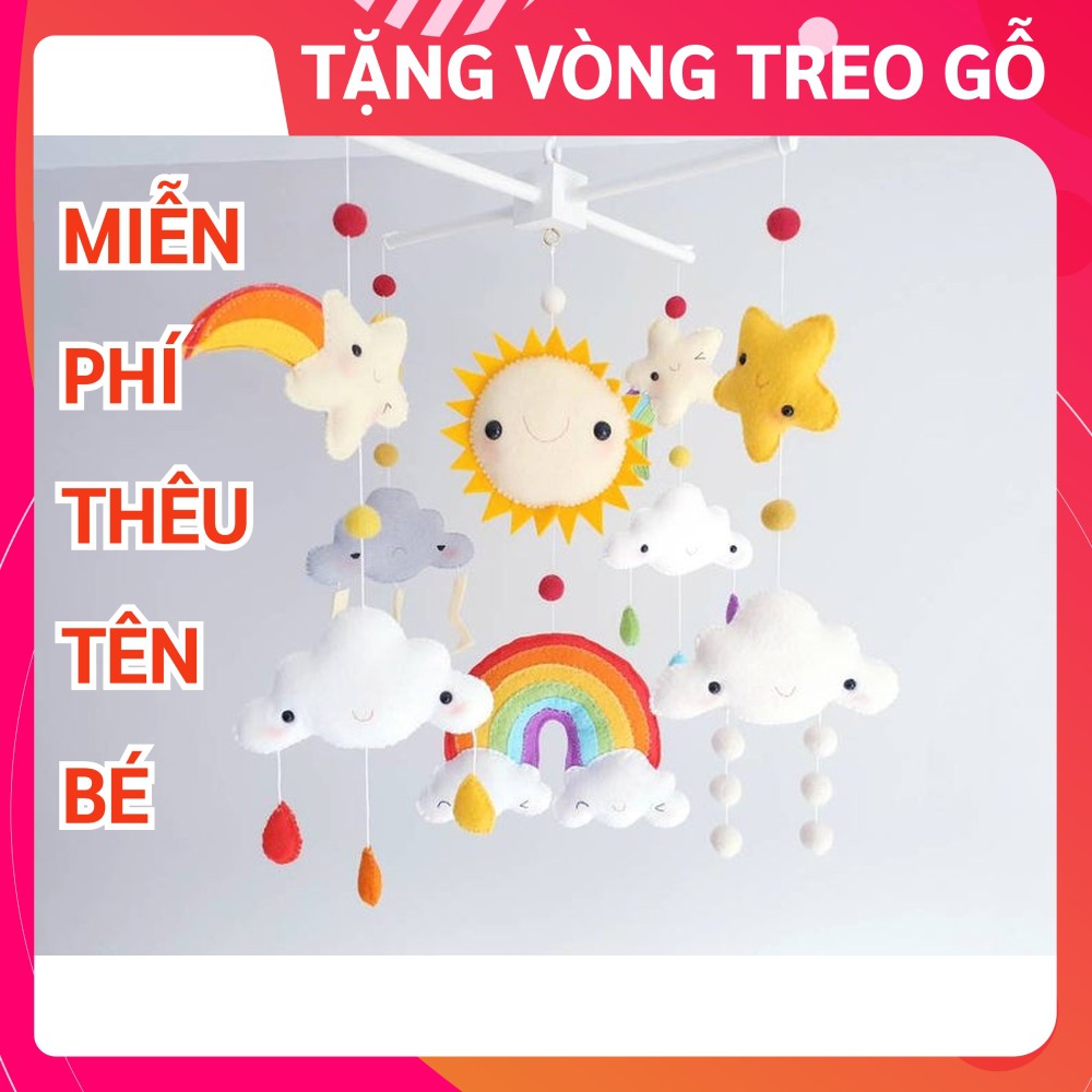 Đồ chơi treo nôi cho bé kích thích thị giác CoCo Kids ảnh thật, phát nhạc tự xoay mẫu CẦU VỒNG 3