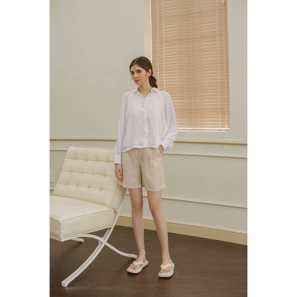 Happy Zoo - Quần shorts xếp ly kem