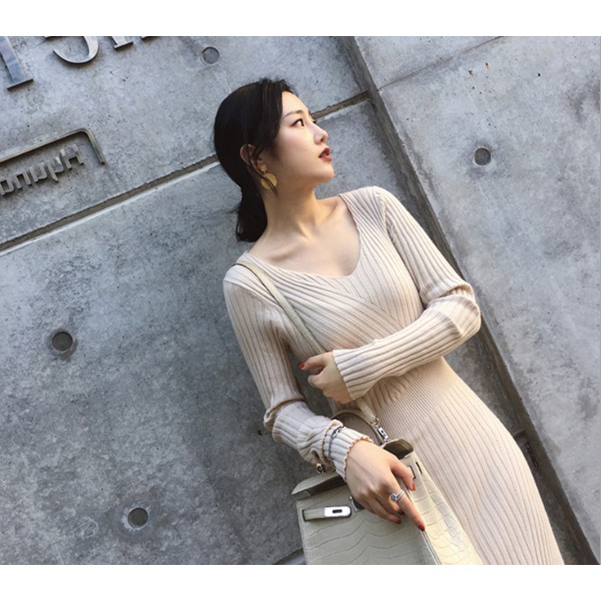 Váy body thu đông dáng dài ôm