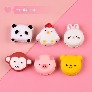Charm bánh macaron thú cưng dễ thương gà gấu thỏ heo khỉ B15/Nguyên liệu làm phụ kiện handmade / resin