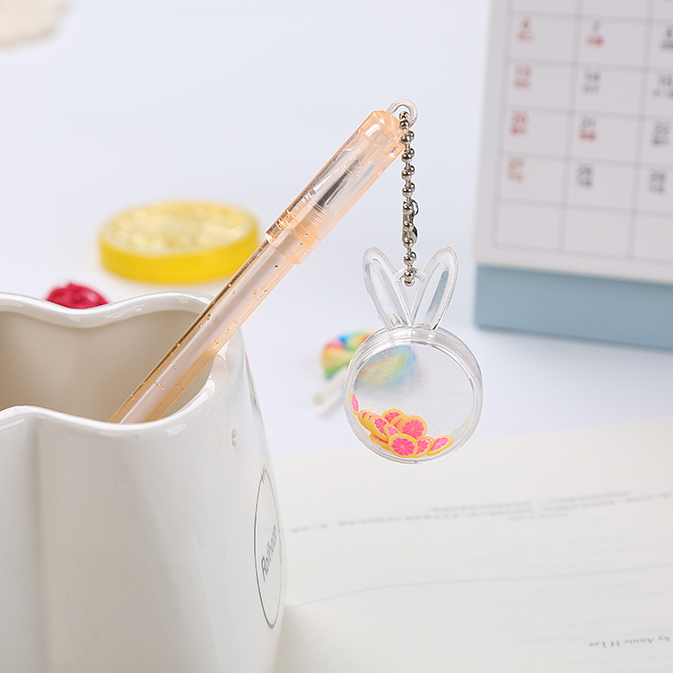 Bút tag hình đầu thỏ xinh nhũ chảy nhiều hình - Thỏ Hồng