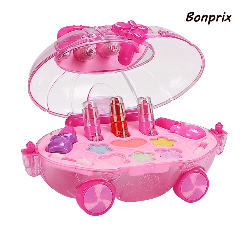 [Hàng mới về] Bộ mỹ phẩm đồ chơi bảng phấn mắt kem lót sơn móng tay son môi rửa được không độc hại có gương cho bé gái