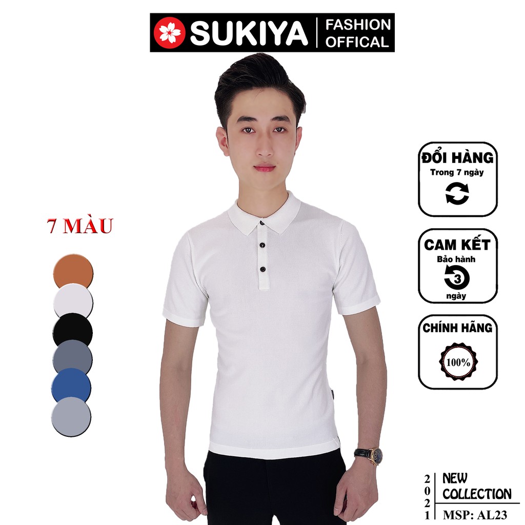 Áo polo nam SUKIYA dệt sợi cotton mềm mát dáng hàn quốc AL23