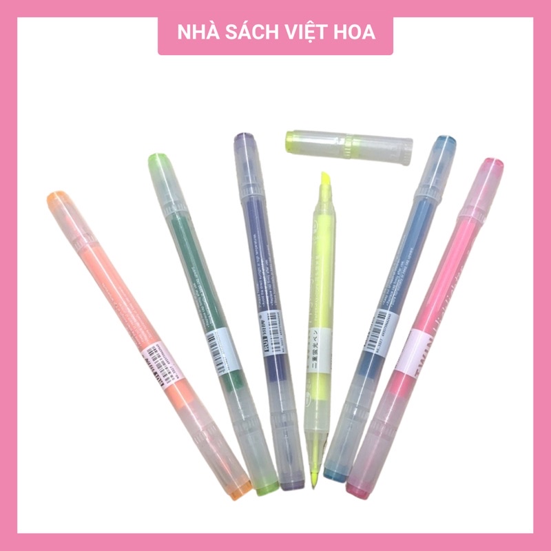 Bút highlight, dấu dòng dạ quang hai đầu Rui