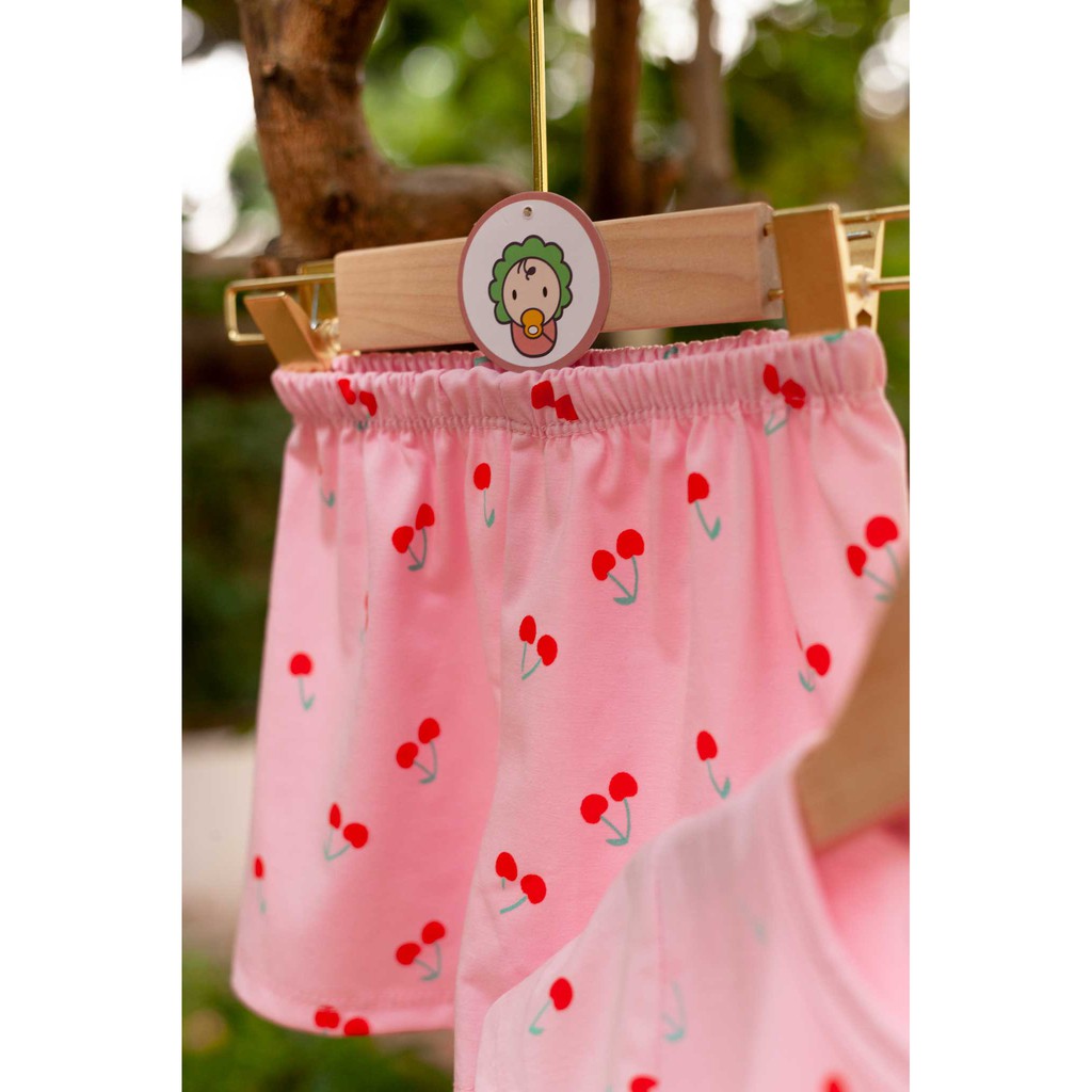 Bộ quần áo bé gái chất liệu 100% cotton hình cherry BABYWANT