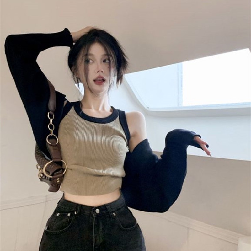 Áo Khoác Dệt Kim Không Tay Màu Sắc Thời Trang Mùa Thu Dễ Phối Đồ Cho Nữ