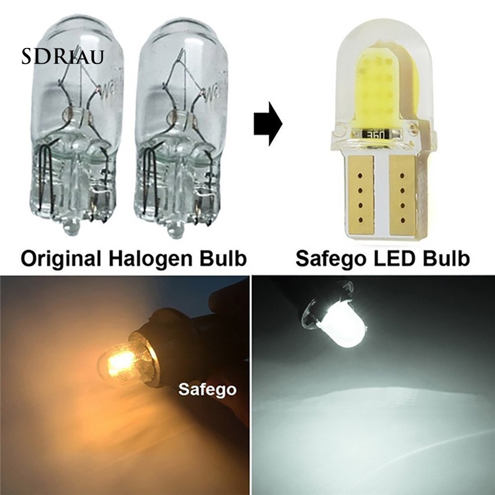 Bộ 10 đèn LED T10 W5W COB ánh sáng trắng chất liệu silicon thiết kế chuyên dùng gắn biển số cho ô tô