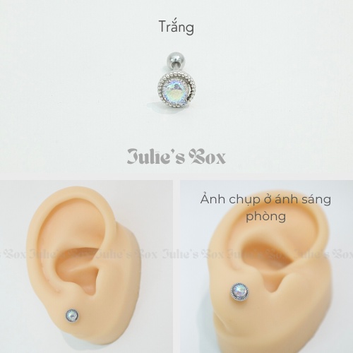 [1 CHIẾC] Khuyên Tai Đá Galaxy 4 Màu Tròn Màu Bạc Unisex Titanium Không Gỉ Không Ngứa Không Đen julies box 66