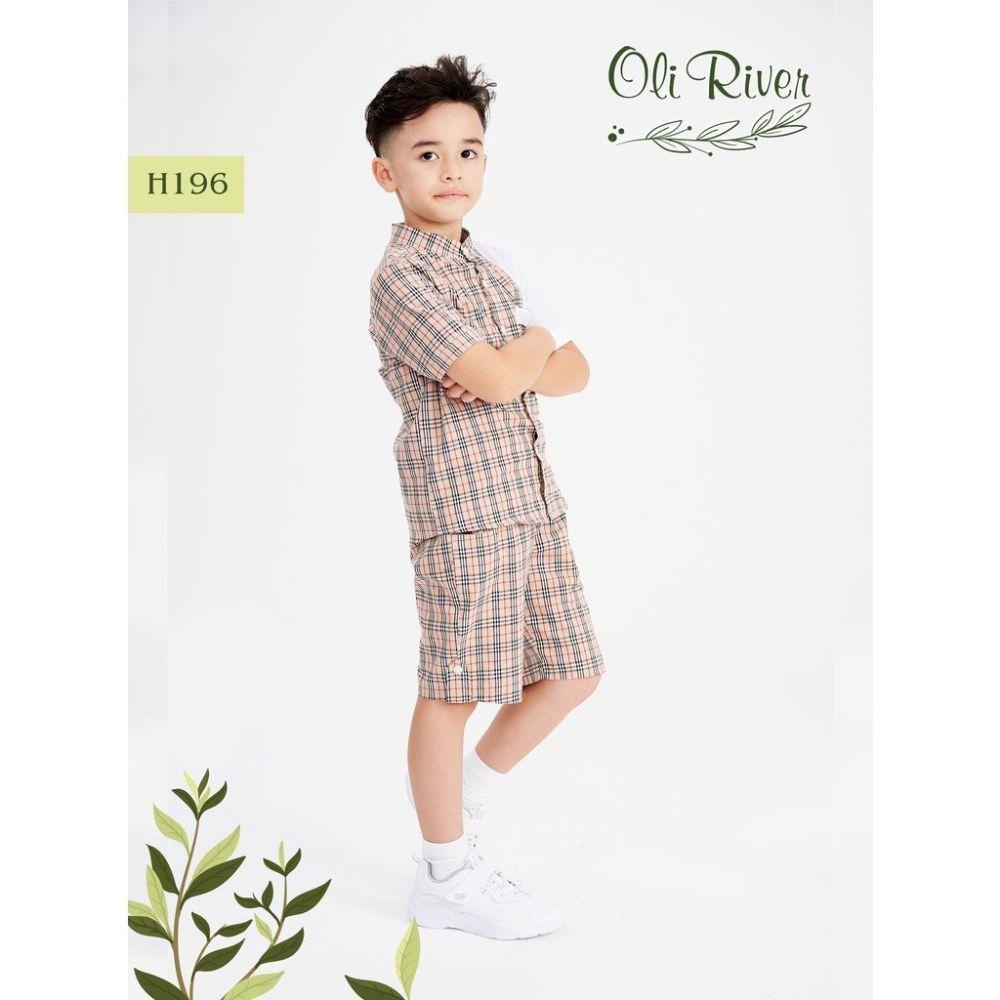 Bộ sơ mi bé trai cổ tàu B-u-r-b-e-r-r-y sành điệu thích hợp đi tiệc đi chơi Shushibaby