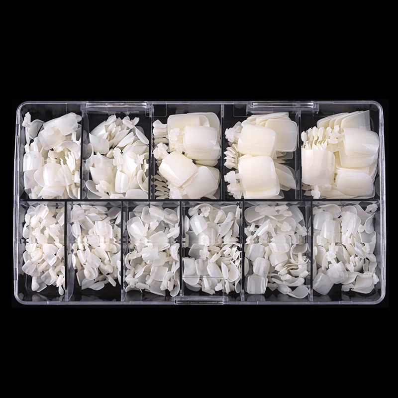 Hộp 550 Móng Chân Giả Bằng Acrylic Trong Suốt Màu Trắng Tự Nhiên